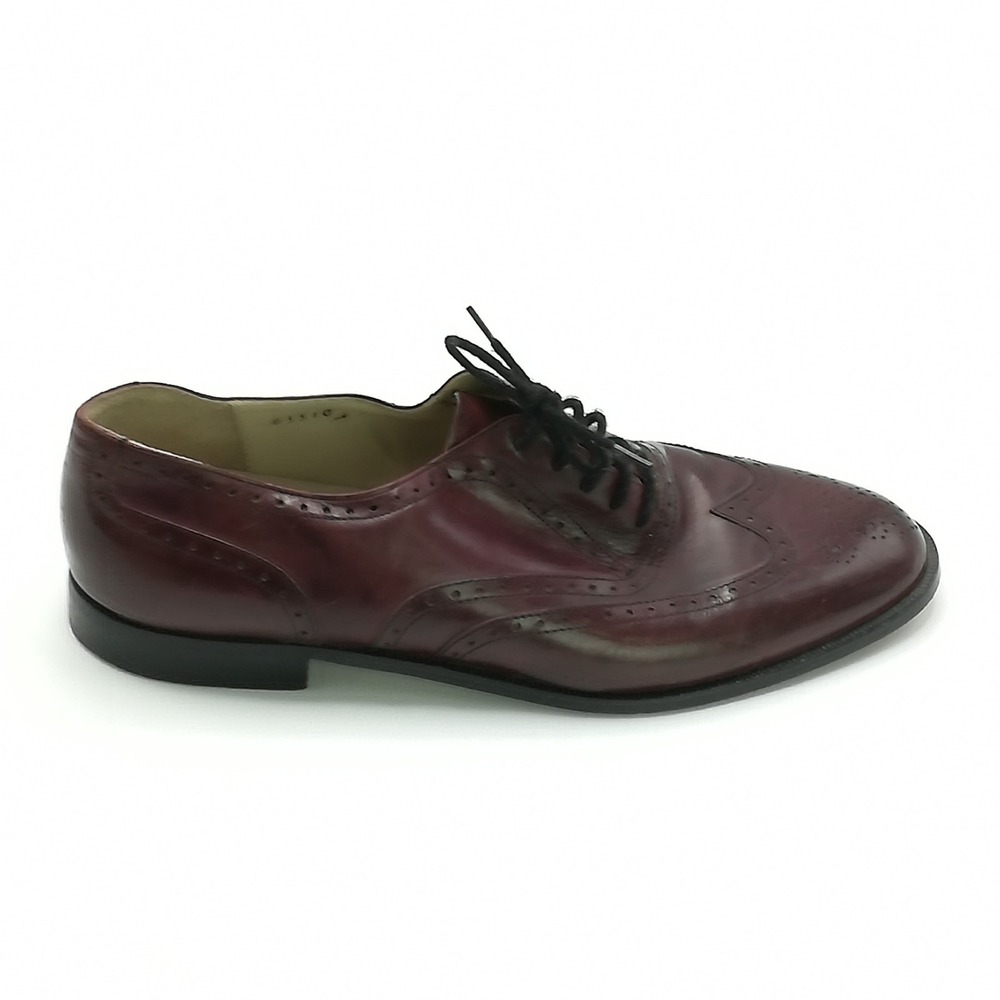 Brass Boots Shoes Mens Oxford Dress Burgundy Leather Italy Wingtip Lace Up 8.5
